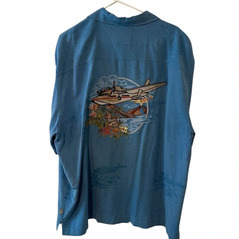 Vintage Pacific Beach 100% Silk Clipper Embroidered Button Down Shirt Size XL - Picture 3 of 11